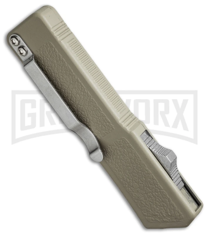 Lightning Tan D/A OTF Automatic Knife - Black Dagger Serr 3 Lightning Tan D/A OTF Automatic Knife - Black Dagger Serr - Image 3