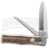 Mikov 241 Predator Stag Horn Automatic Leverlock Knife W/ Saw