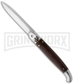 SKM 9.5" Palisander Wood Fancy Lever Lock Automatic Knife - Bayonet